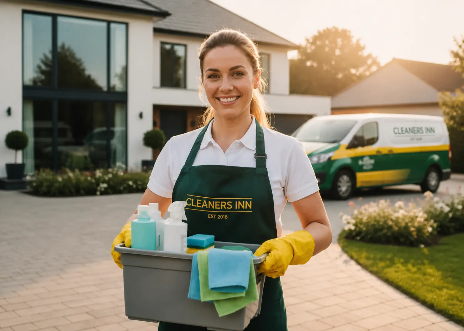 Cleaners Inn professional cleaner outside a UK property